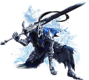 Armored Dragon Knight Fantasy Artwork PNG Image