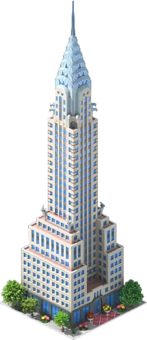 Art Deco Skyscraper Rendering PNG Image