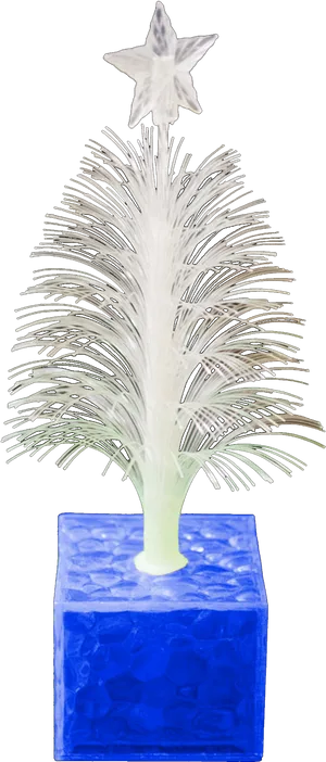 Artificial White Christmas Treein Blue Pot PNG Image