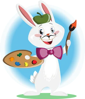 Artist Bunny Cartoon PNG Image