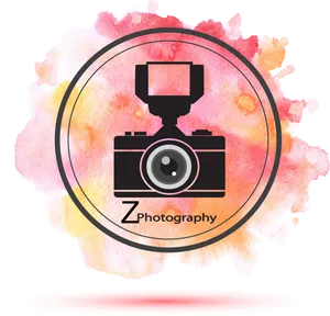 Artistic Camera Logowith Watercolor Background PNG Image