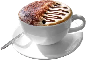 Artistic Cappuccinoin Cup PNG Image