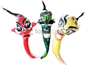 Artistic Chili Peppers Masked Figures PNG Image