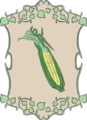 Artistic Corn Ear Frame Illustration PNG Image