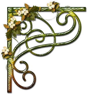 Artistic Floral Corner Design PNG Image