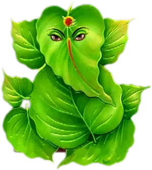 Artistic Ganesha Leaf Design PNG Image