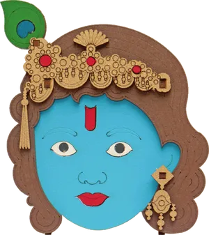 Artistic Krishna Head Paper Craft PNG Image