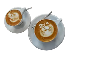 Artistic Latte Coffee Top View PNG
