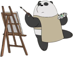 Artistic Pandawith Easeland Paintbrush PNG Image