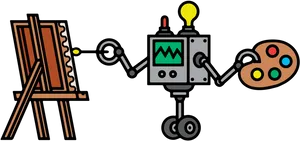 Artistic Robot Painting PNG