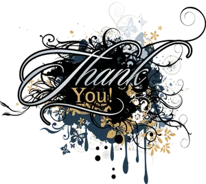 Artistic Thank You Flourish Design PNG Image