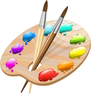 Artists Paletteand Brushes PNG Image