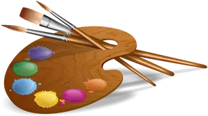 Artists Paletteand Brushes.png PNG Image