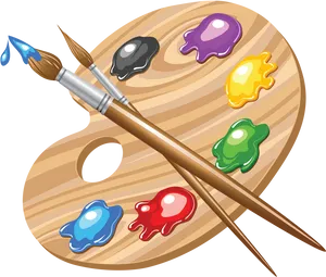 Artists Paletteand Paintbrushes PNG Image