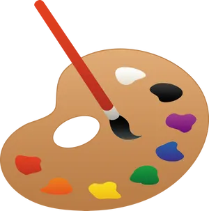 Artists Palettewith Brushand Colors.png PNG Image