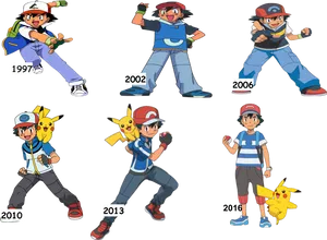 Ash Ketchum Evolution1997to2013 PNG Image