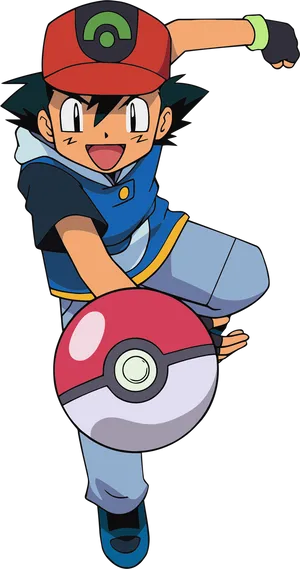 Ash Ketchum Pokemon Trainer Pose PNG Image