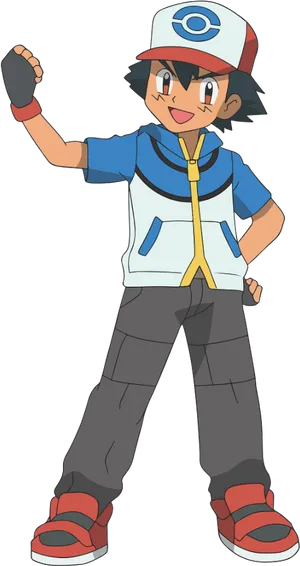 Ash Ketchum Pokemon Trainer Pose PNG Image