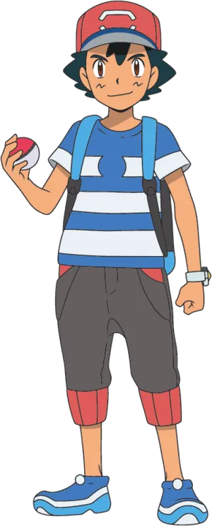 Ash Ketchum Pokemon Trainer Pose PNG Image