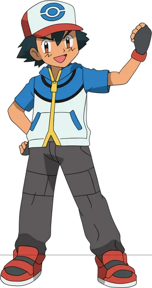 Ash Ketchum Pokemon Trainer Ready For Battle PNG Image