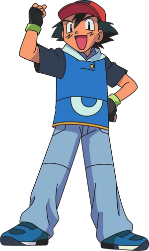 Ash Ketchum Victory Pose PNG Image