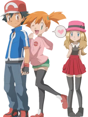 Ashand Friends Pokemon Characters PNG Image