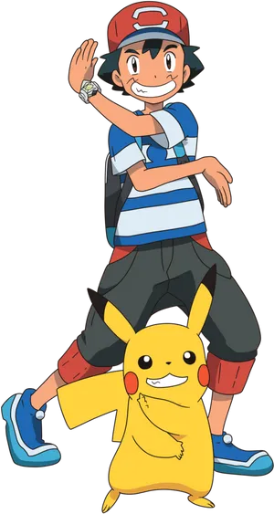 Ashand Pikachu Adventure Pose PNG Image