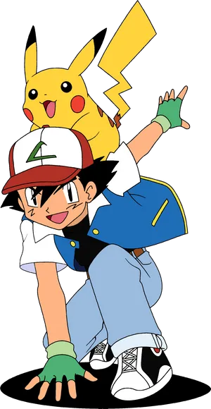 Ashand Pikachu Adventure Pose PNG Image