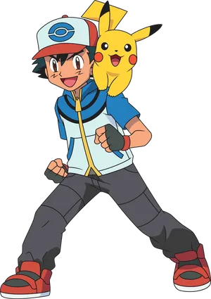 Ashand Pikachu Adventure Pose PNG Image