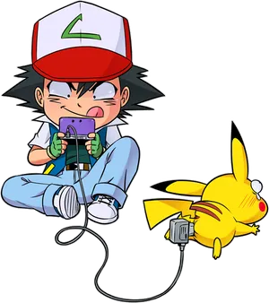 Ashand Pikachu Gaming Fun PNG Image