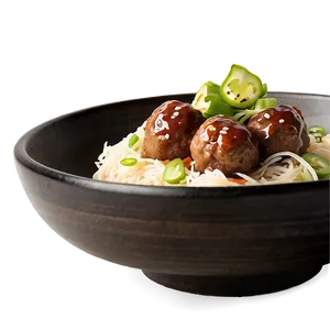 Asian Style Meatballs Noodles Bowl PNG Image