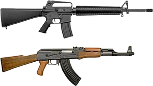 Assault Rifles Comparison A K47 M16 PNG Image