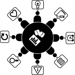 Assorted App Icons Black Background PNG Image