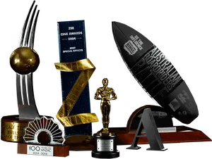 Assorted Award Trophies Collection PNG Image