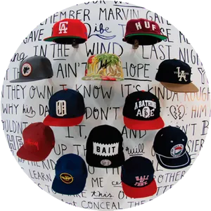 Assorted Baseball Caps Collection PNG Image