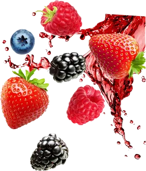 Assorted Berries Splash PNG Image