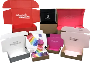 Assorted Branded Packaging Boxes PNG Image