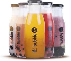 Assorted Bubble Tea Bottles PNG Image