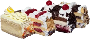 Assorted Cake Slices Delicious Variety PNG Image