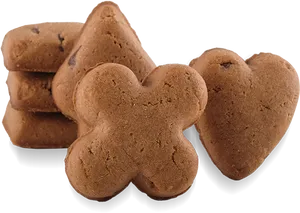 Assorted_ Chocolate_ Cookies_ Shaped_ Like_ Hearts_and_ Flowers PNG Image