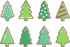 Assorted Christmas Tree Designs PNG Image