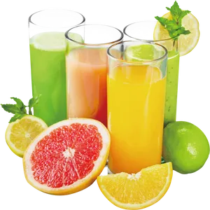 Assorted Citrus Fruit Juices PNG Image