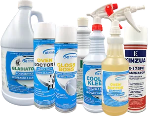 Assorted Cleaning Products Display PNG Image