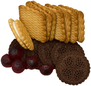 Assorted Cookiesand Cherries PNG Image