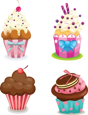 Assorted Cupcakes Illustration PNG Image