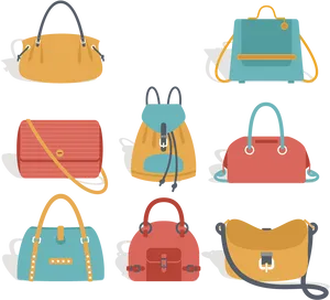 Assorted Designer Purses Illustration PNG Image