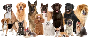 Assorted Dog Breeds Group PNG Image