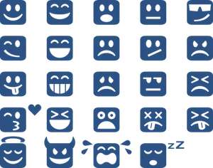 Assorted Emoticons Blue Background PNG Image