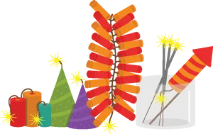 Assorted Firecrackers Illustration PNG Image