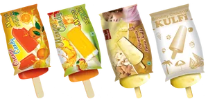 Assorted Flavored Kulfi Popsicles PNG Image